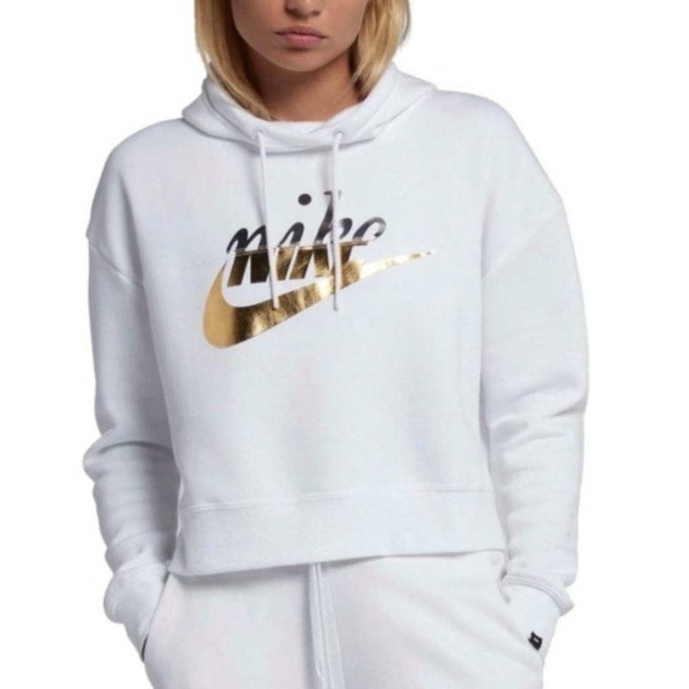 White Nike Cropped Hoodie